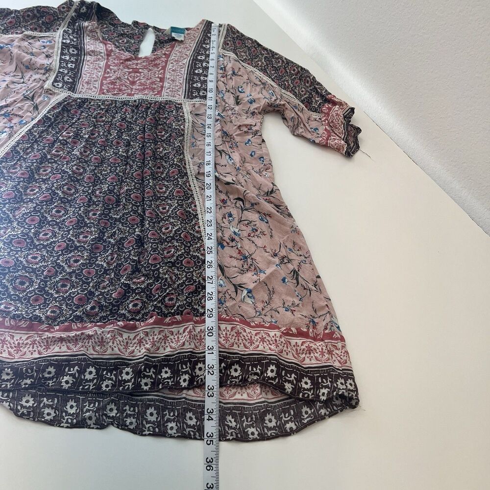 Sundance Womens Bohemian Floral Shift Dress Cover Up Multicolor Large Patchwork - Picture 8 of 8